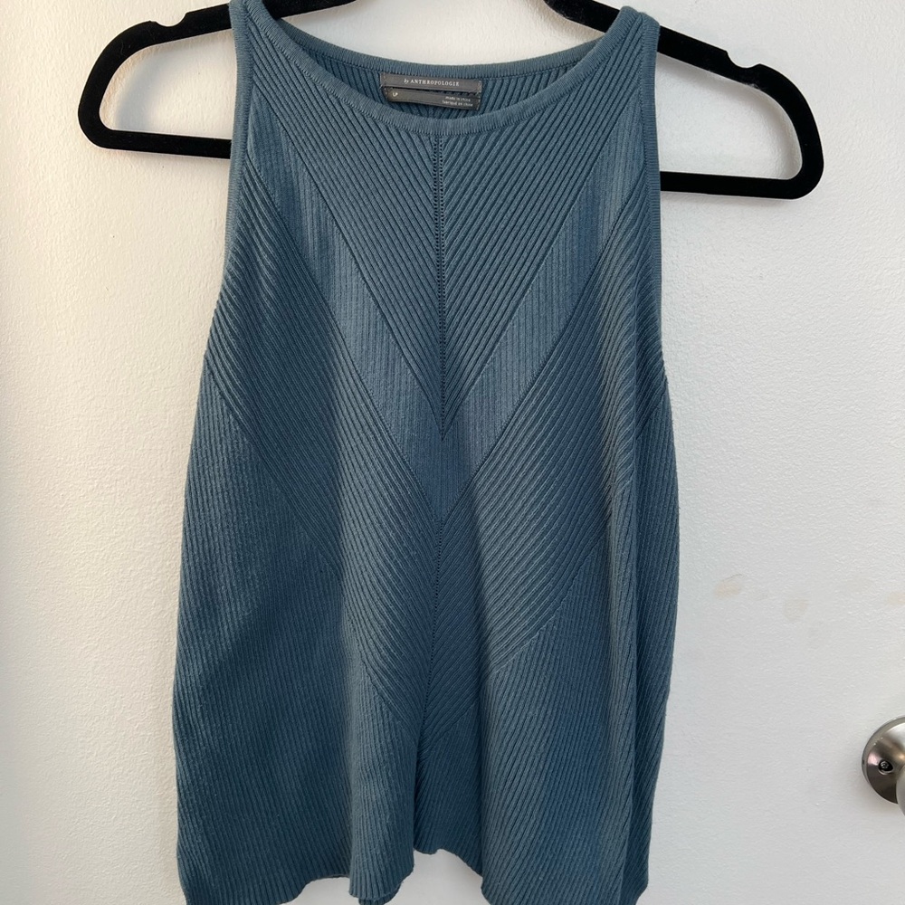 Anthropologie Blue Sleeveless Knit Top